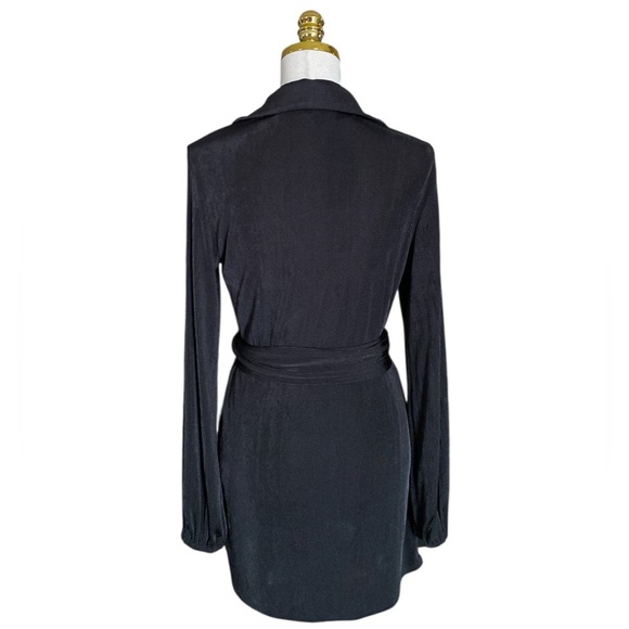 Princess Polly Womens Black Party Time Long Sleeve Wrap Mini Cocktail Dress Sz 2 - Picture 8 of 12